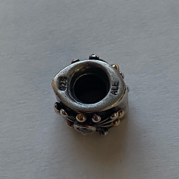 PANDORA DESERT STAR CHARM TWO TONE BEAD: SILVER WITH 14K GOLD #790188CZ - Picture 8 of 10